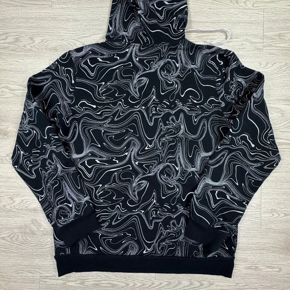 NASA Men's Hoodie Marble Swirl All Over Print Black Small Space Shuttle Graphic